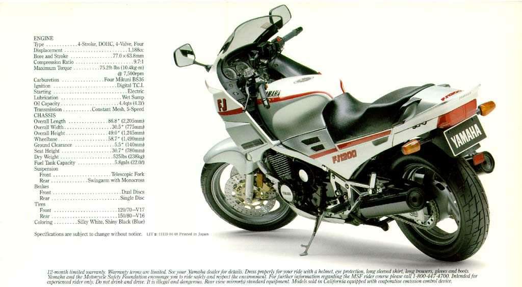 Socialist I særdeleshed Slange 1989 Yamaha FJ1200