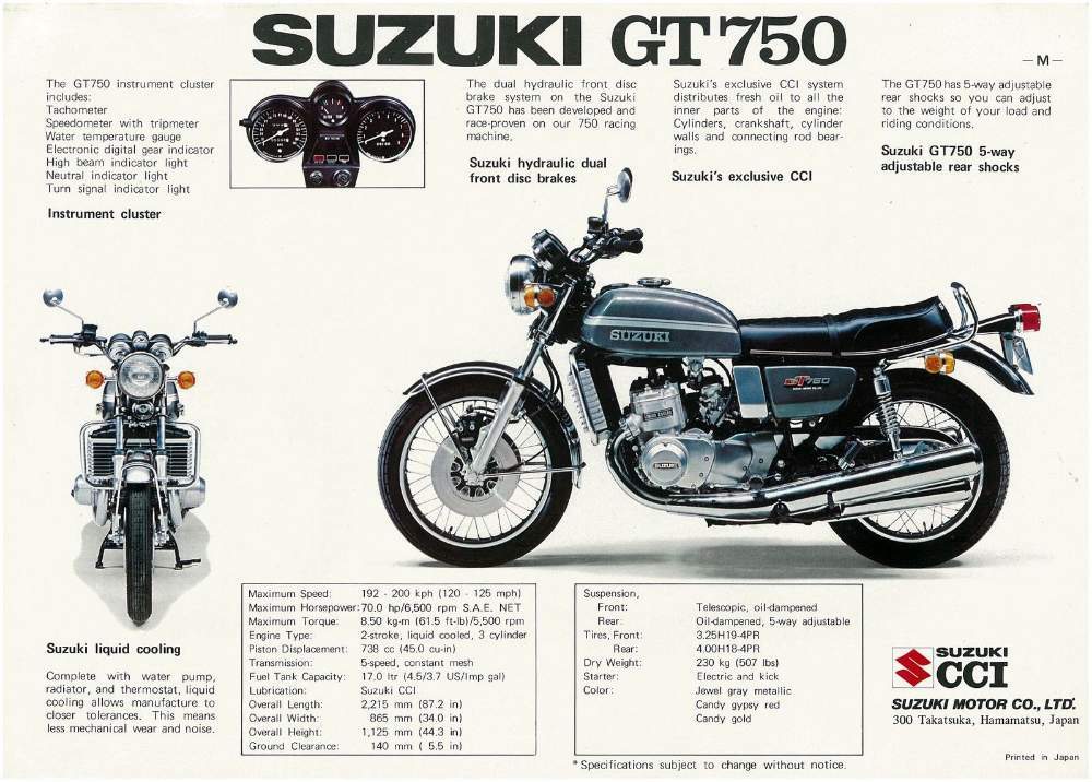 Yamaha GT-750 specifications Yamaha