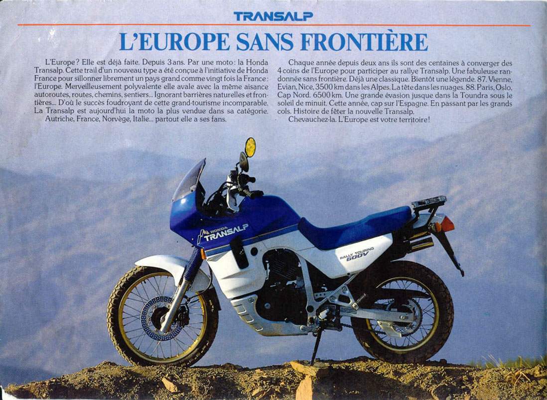 1989 Honda Transalp Motorcycle Brochure Specifications L10571 