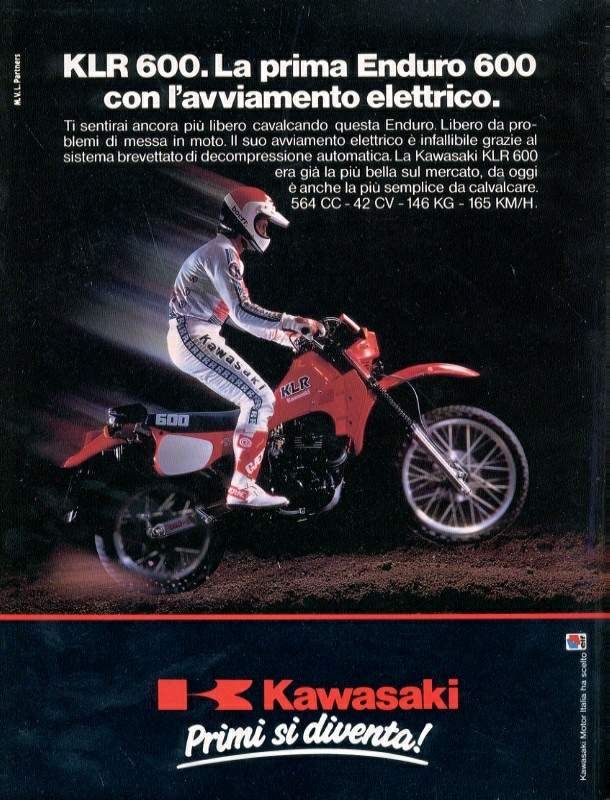 stenografi stamtavle Begrænsning 1986 Kawasaki KLR 600