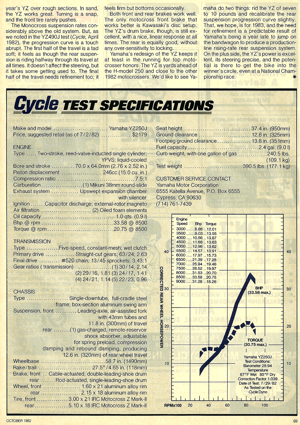 1982 Yamaha YZ 250