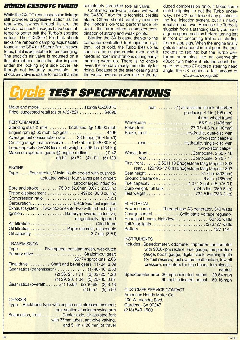 Honda CX 500TC Turbo Cycle 1982